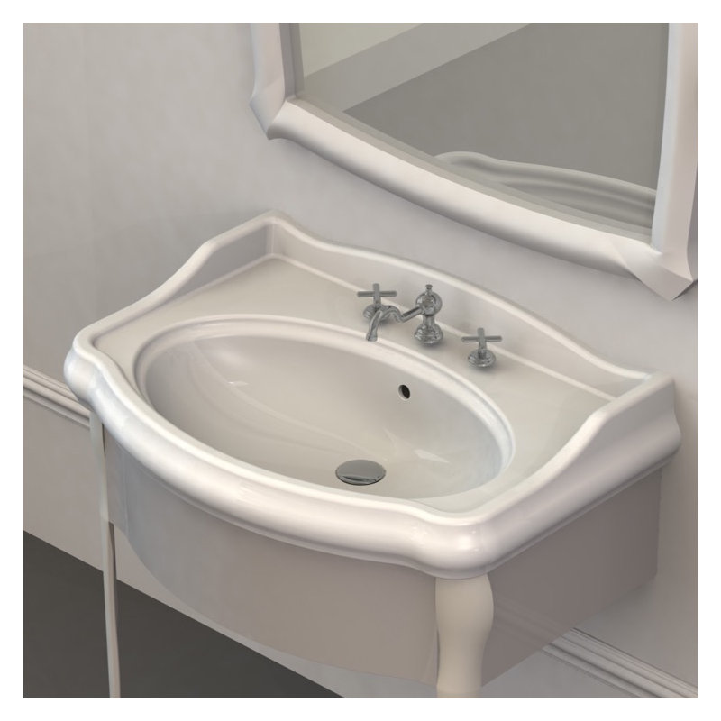 CeraStyle By Nameeks 21.06'' Glossy White Ceramic Rectangular Bathroom Sink with Overflow, Single Hole