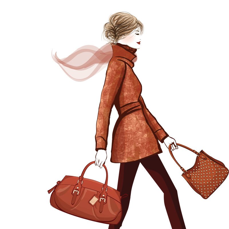 Woman Traveling With Bag by Isaxar - Wrapped Canvas Print, 30cm H x 46cm W