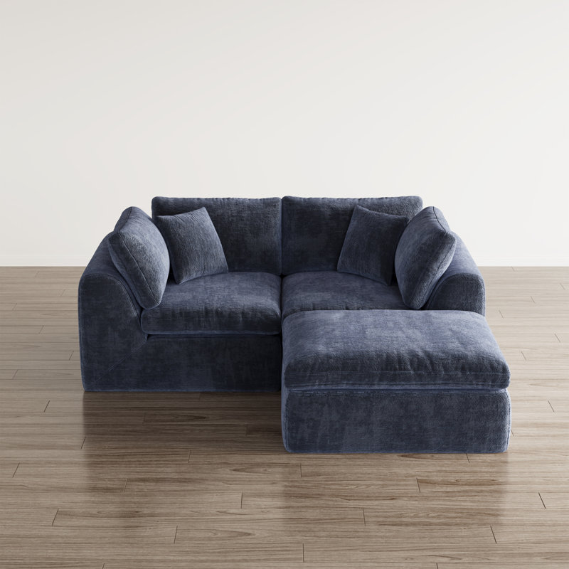 Canapé d'angle modulaire sans os de 200 cm de large avec pouf, canapé infonuagique rembourré en forme de L 3 places, aucun assemblage requis