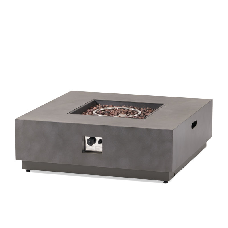 SQUARE Iron FIRE PIT-50 000 BTU, Light Gray
