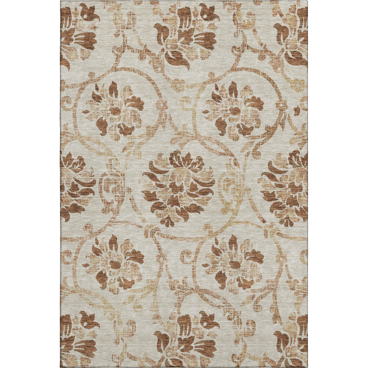 Premium Machine Washable Prisco Terracotta Rug