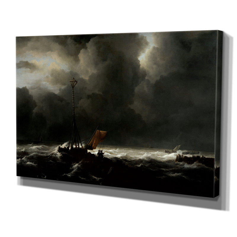Toile tendue "grossière sea" par jacob van ruisdael premium estampe numérique, H 24 po x l 36 po x P 1,5 po