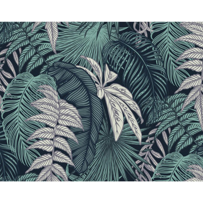 Toile luxuriante à feuilles tropicales vert foncé
