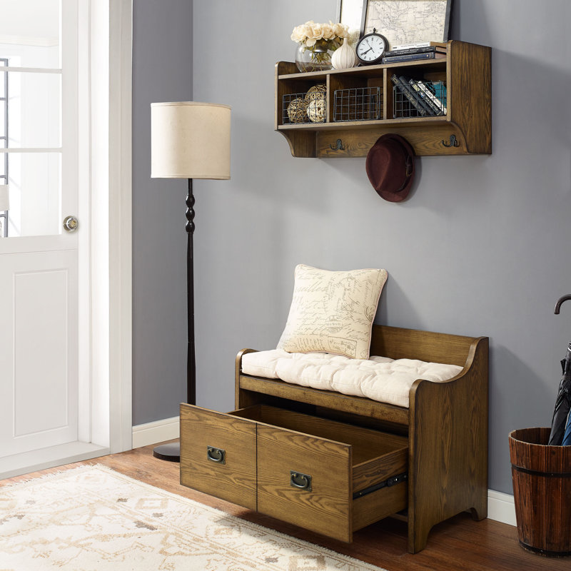 Jones Street Faux Leather Upholstered Storage Bench, Coffee