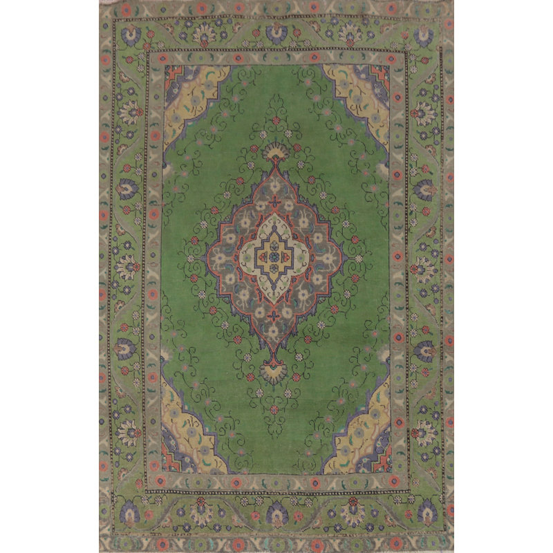 Tapis traditionnel vert 6 x 9