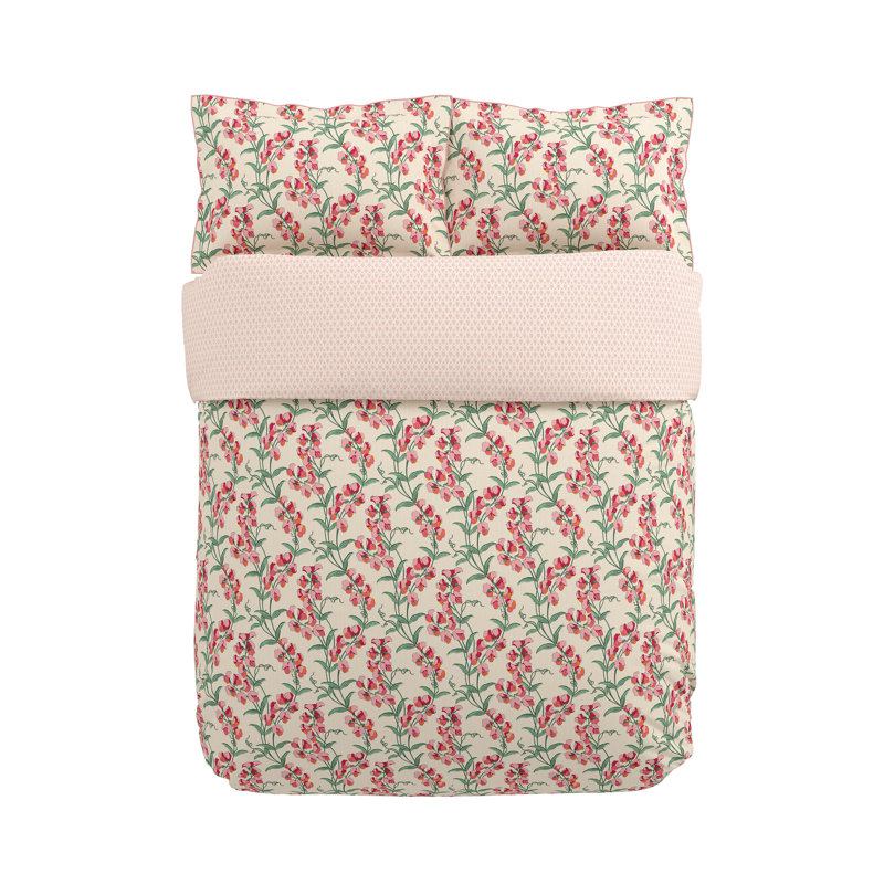 Sweet Tendrils Cotton Floral Duvet Cover Set with Pillowcases Included, King Duvet Cover Set + 2 Pillowcases, Green