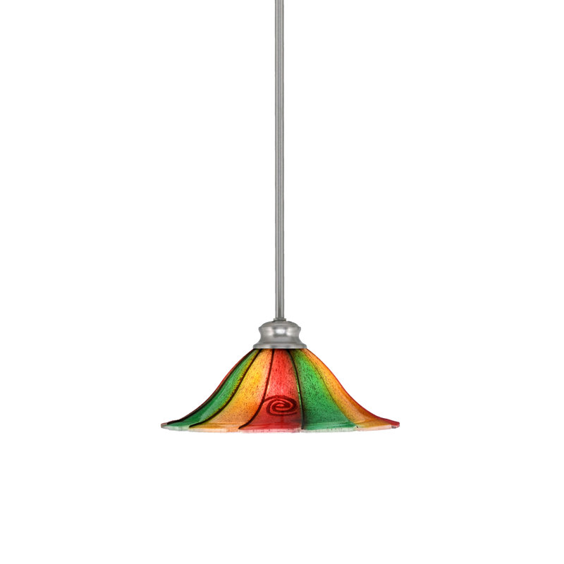 Luminaire suspendu suspendu avec verre Mardi Gras 14 po, Nickel brossé