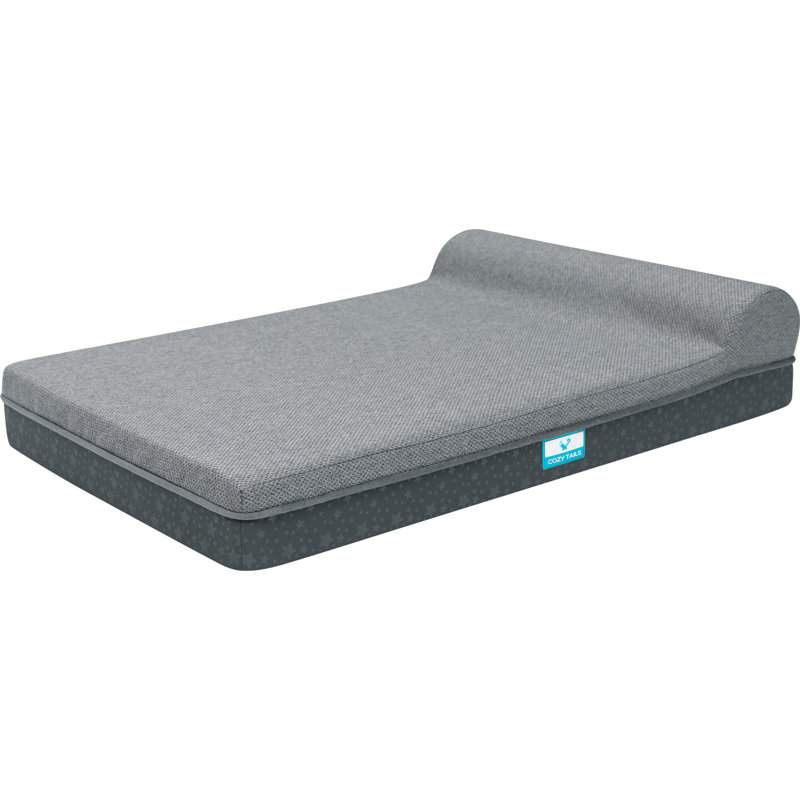 Lit orthopédique en mousse viscoélastique apaisante avec traversin simple, H 7,5 po x l 46 po x P 29 po, Gris