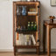 Noyer noir + bois massif gris + vitrines en verre trempé