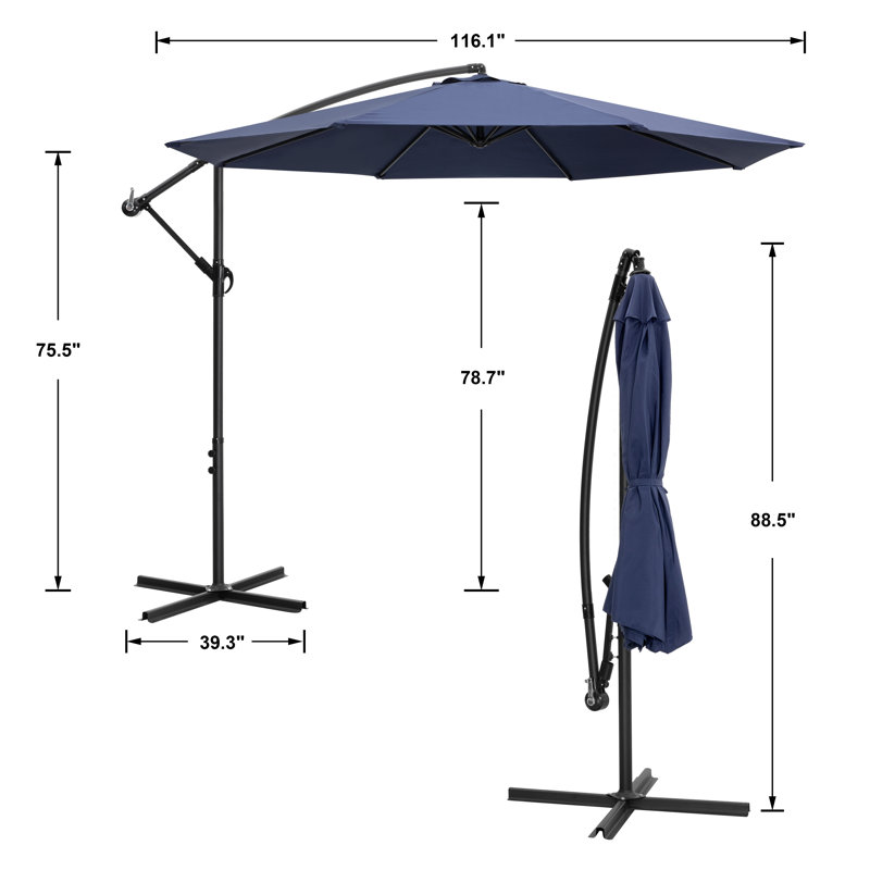 Parasol en porte-à-faux octogonal 9,8 pi Keilin, Bleu