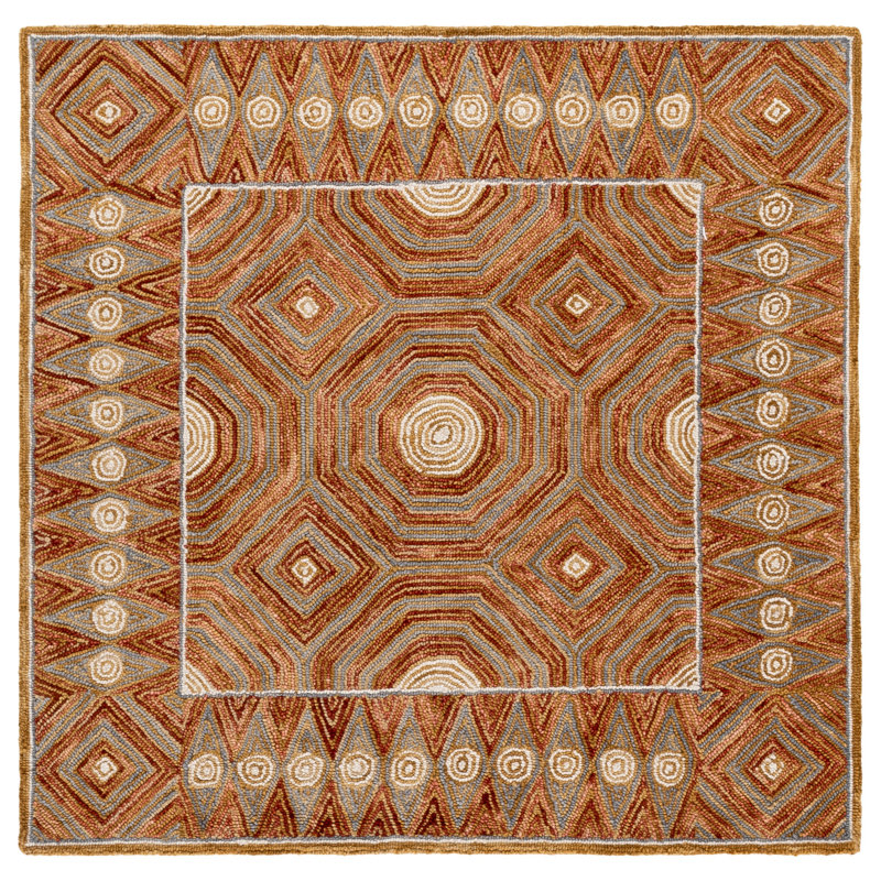 Micro-Loop 638 Hand Tufted Wool; Cotton With Latex Geometric Rug, Square 5'