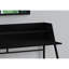Bureau d'ordinateur moderne pour la maison, 122 cm (48 po) avec base en métal noir et tablettes stratifiées, bureau contemporain pour la maison, plateau et étagères de rangement.