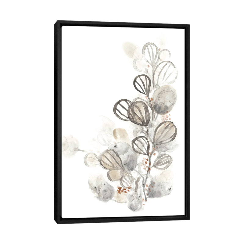 « neutral botaniques i », impression sur toile, H 26 po x l 18 po x P 1,5 po, Toile avec cadre noir, Pas de tapis