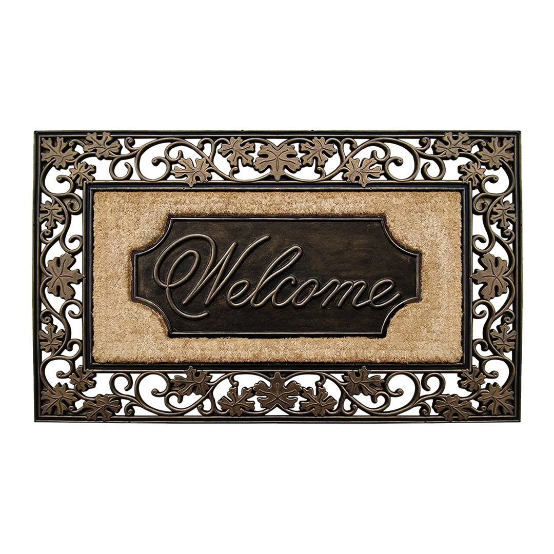 Onalaska Coir Brush Non-Slip Outdoor Door Welcome Entrance Heavy Duty Mat Fleur De Lis Living 