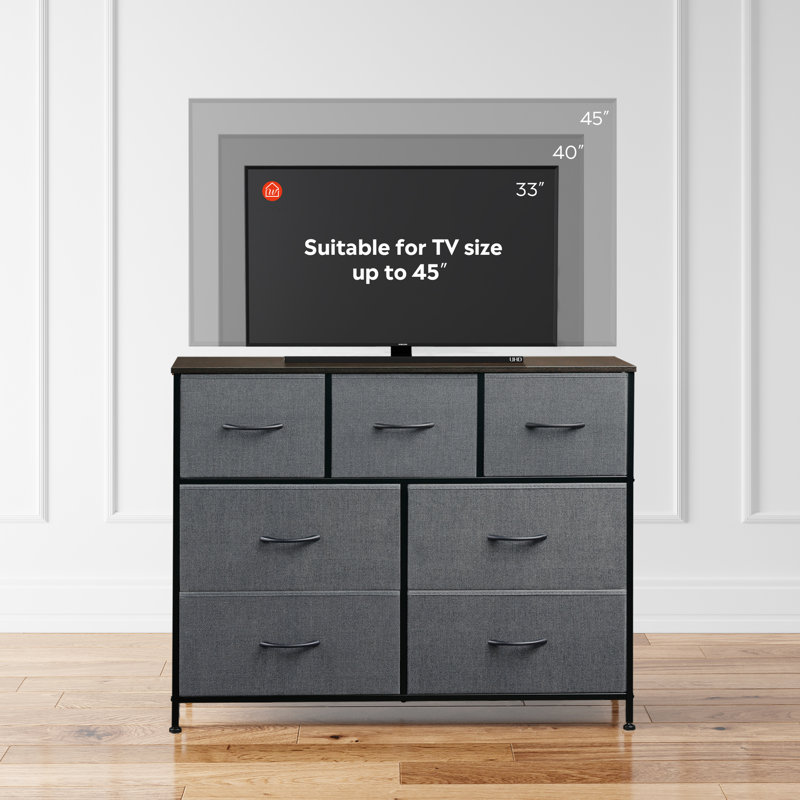 Ojaswi 7-Drawer Dresser for Bedroom, 32"-43" TV Stand Dresser With Large Storage Unit, Chest of Drawers With Sturdy Frame for Living Room, Entryway