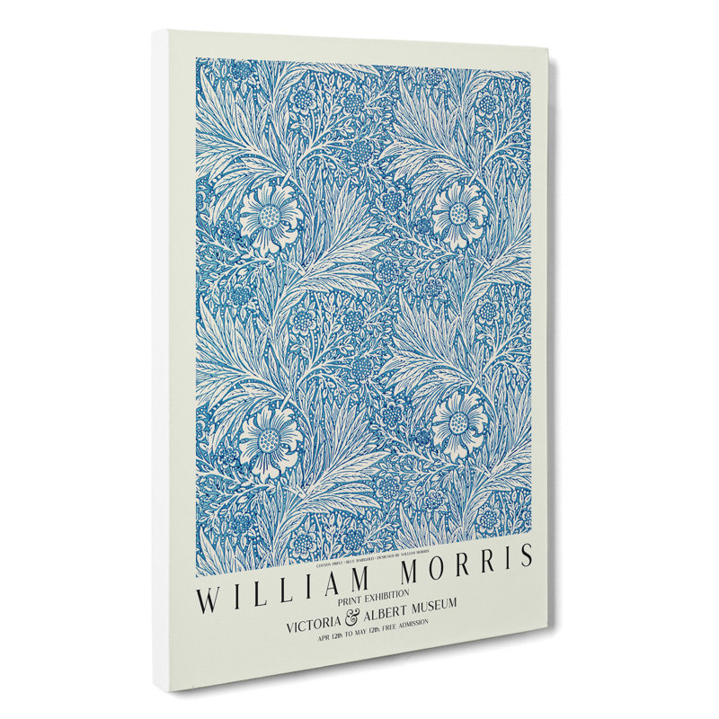 Blue Marigold With Border by William Morris - Wrapped Canvas, 76cm H x 50cm W x 3cm D