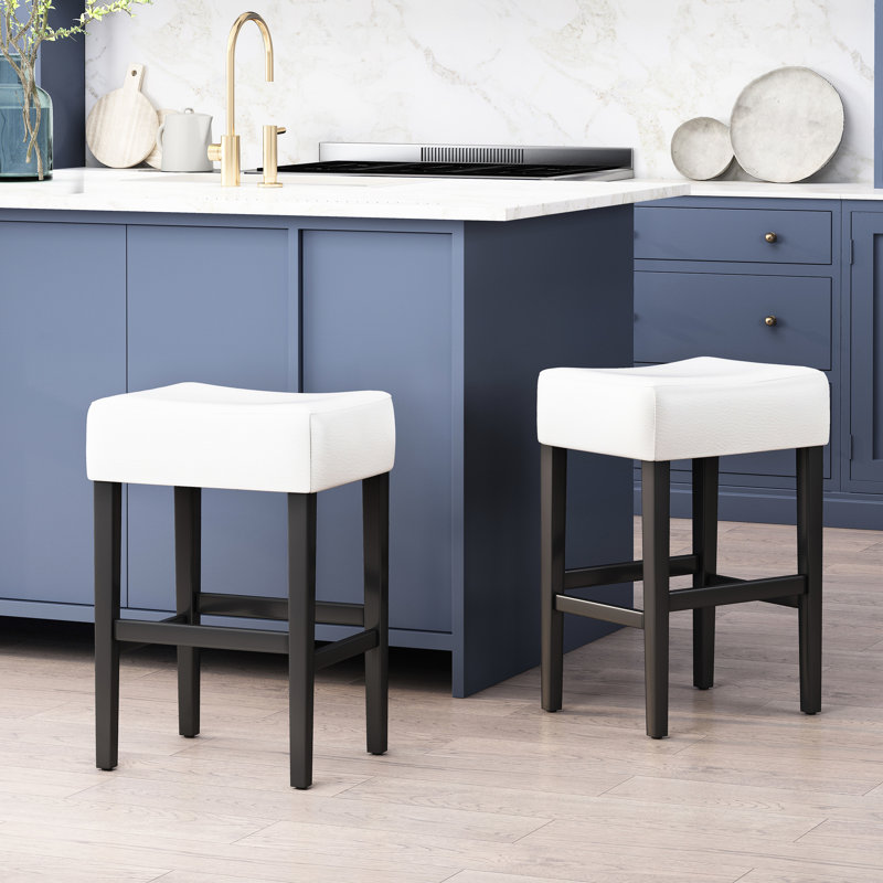 2 pièces de tabourets de comptoir sans dossier Kd, siège en cuir, 27,24 po H, l 15,58 po, P 18,91 po, élément d'ameublement tabouret 2, cuir, l x P confortable et