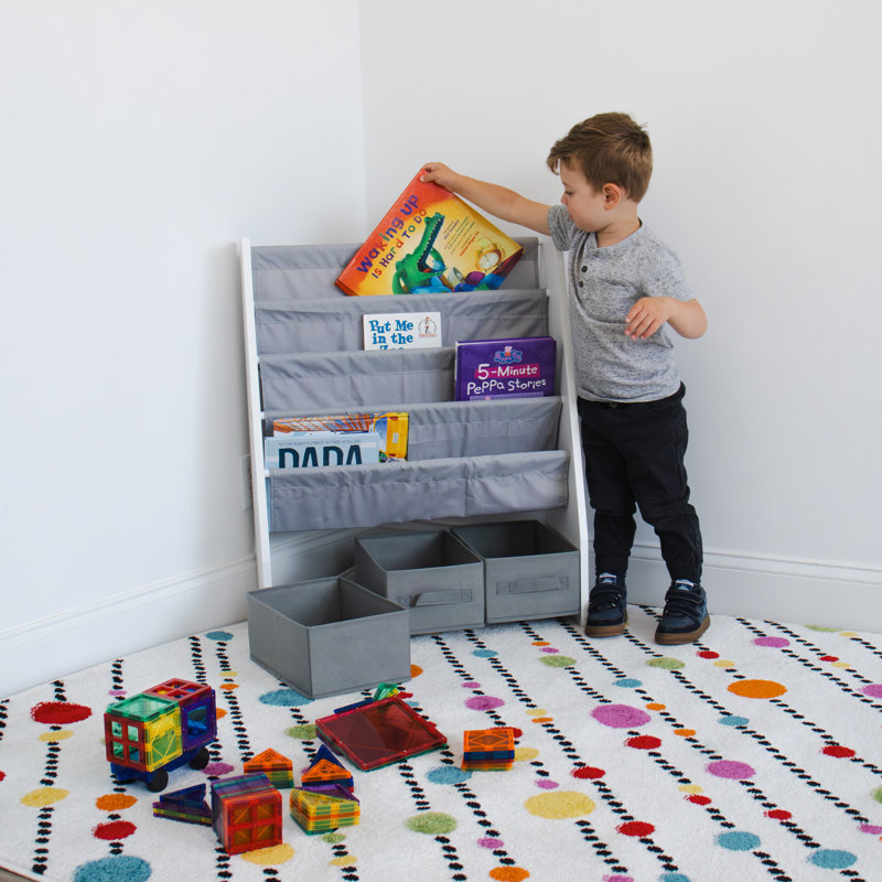 78.7cm H X 63.5cm W No Subject Toy Storage Kids Bookcase, White/Grey