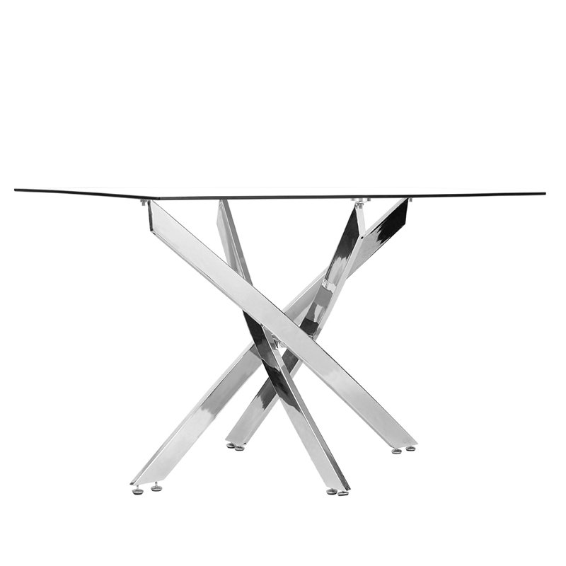 Swasey 120cm Wide Stylish Tempered Glass Dining Table