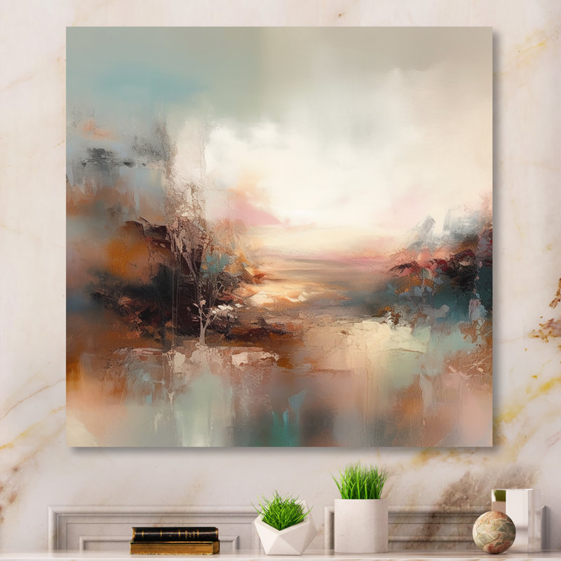 «Brown Abstracted Nature I», art mural abstrait, Toile tendue, 44" H x 44" W