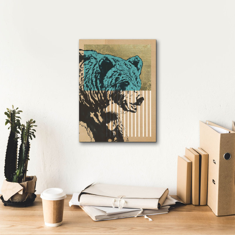  «Gold Geometric Bear 2» par Alonzo Saunders, art mural sur toile, 12 po x 16 po, H 16 po x l 12 po