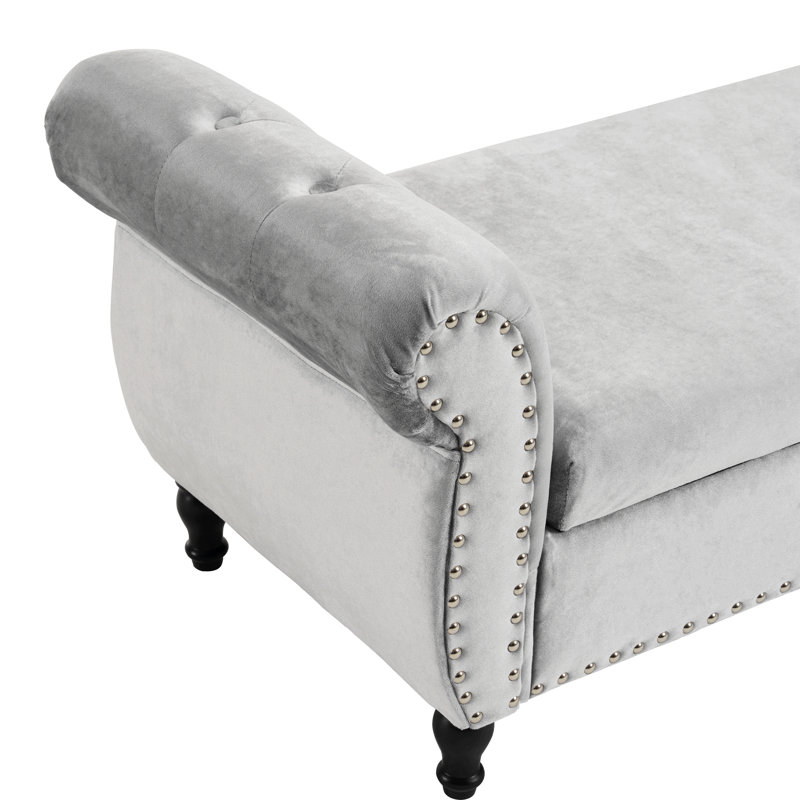 Bentlee Velvet Upholstered Storage Bench , Gray