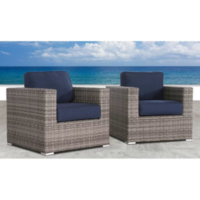 Fauteuil club en osier Sunbrella gris