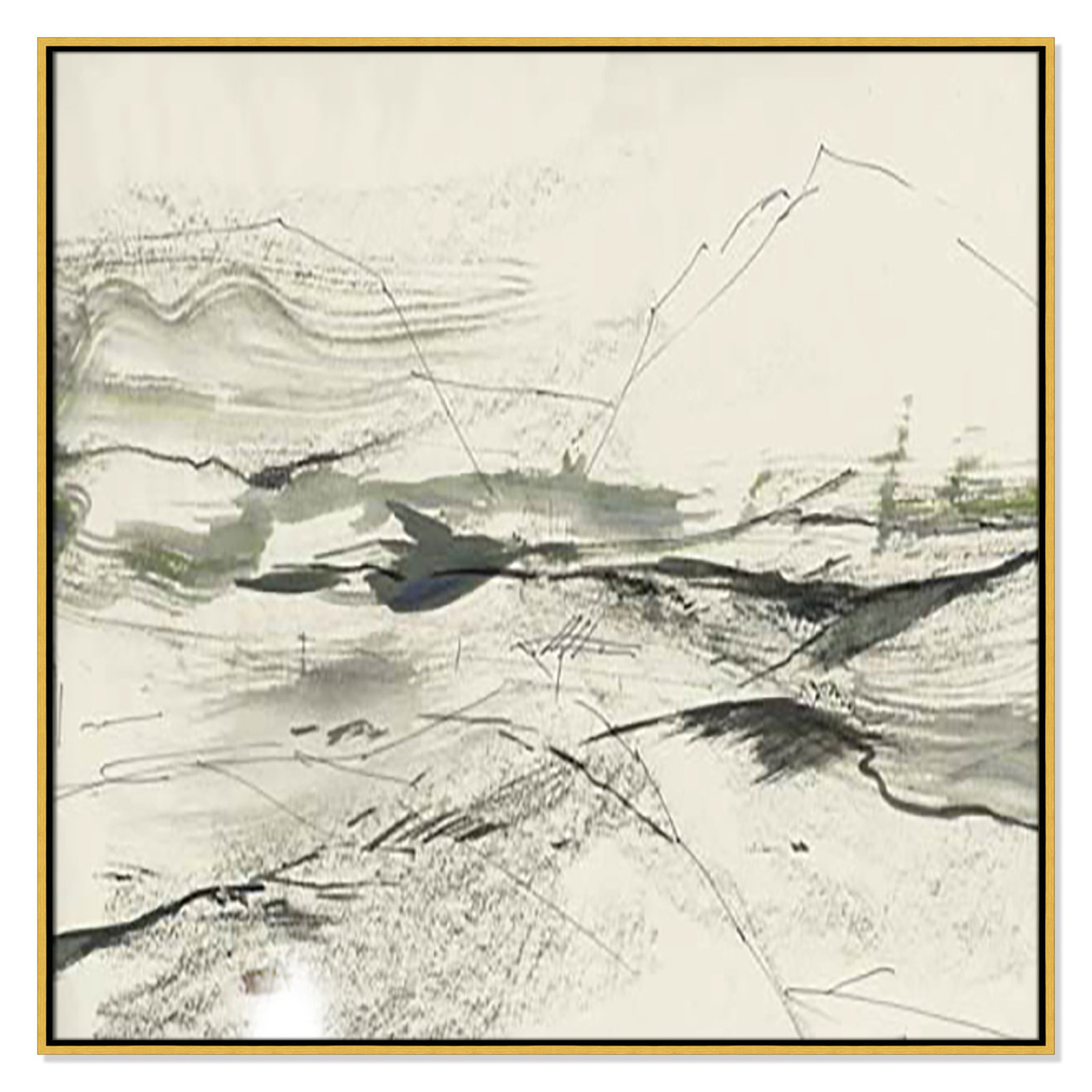 Green Sketches, Gold Floater Framed, 41.5" H x 41.5" W x 2" D