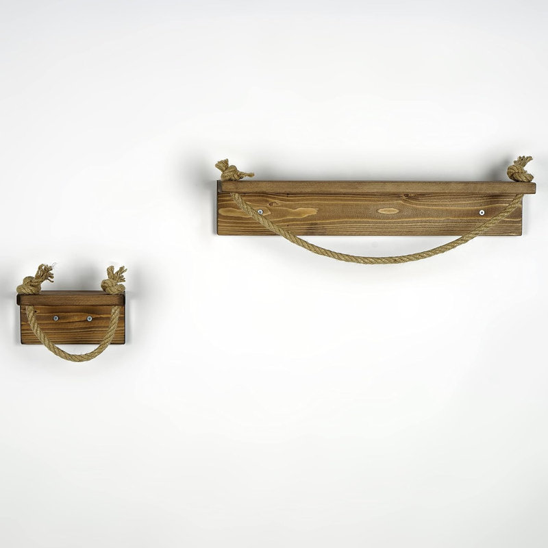 Ensemble de tablettes de salle de bain en bois rustique avec corde