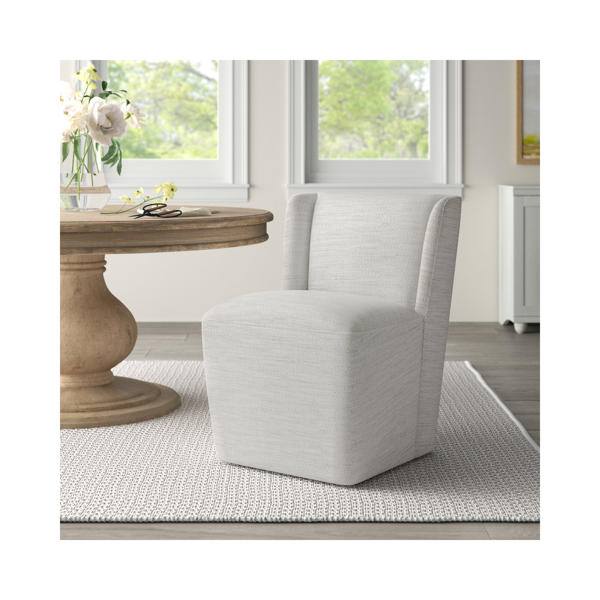 Ardeth Upholstered Side Chair, Prestige Ivory Basketweave
