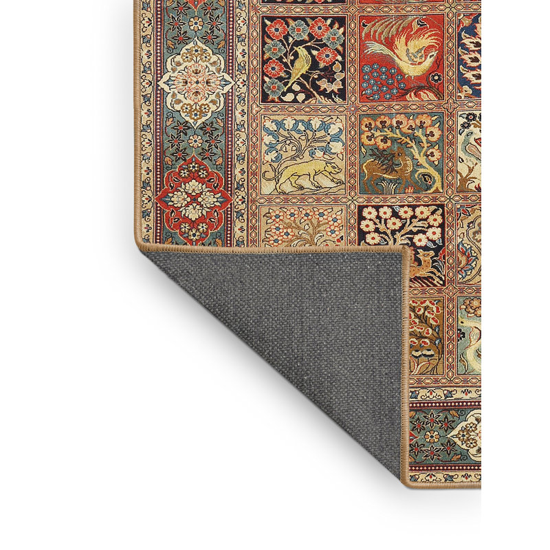 Tapis traditionnel mehroon/noir/crème Everetts, Rectangle 3 pi x 5 pi