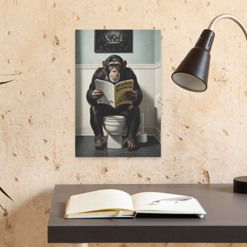 Art mural singe de lecture, H 18 po x l 12 po