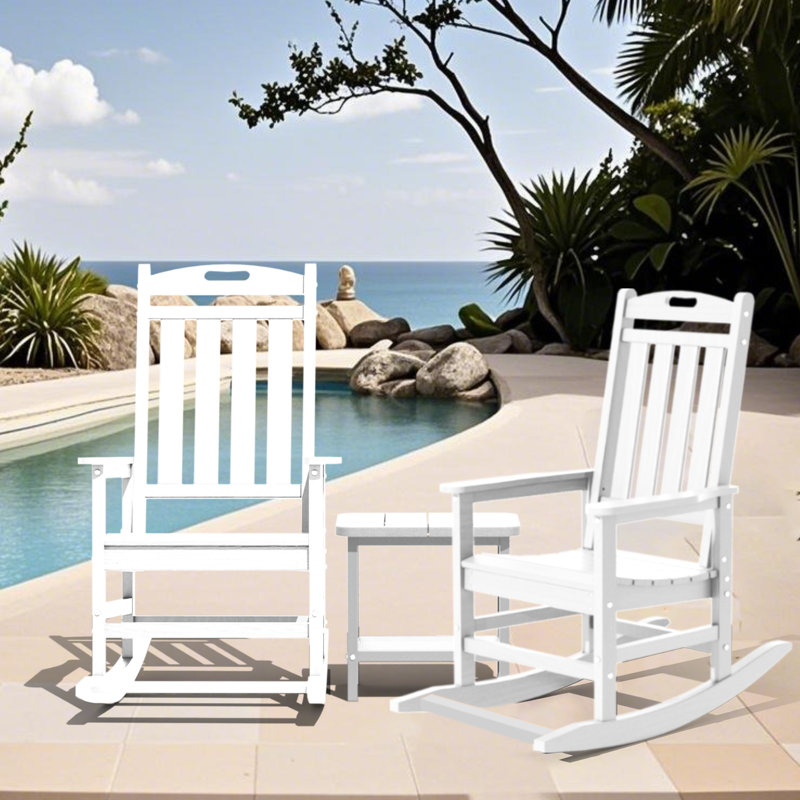 Ensemble de 2 chaises berçantes d'extérieur Hdpe, Blanc