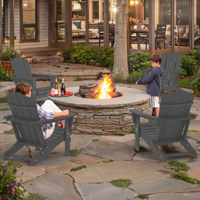 Wolak Foldable Outdoor Adirondack Chair, Gray