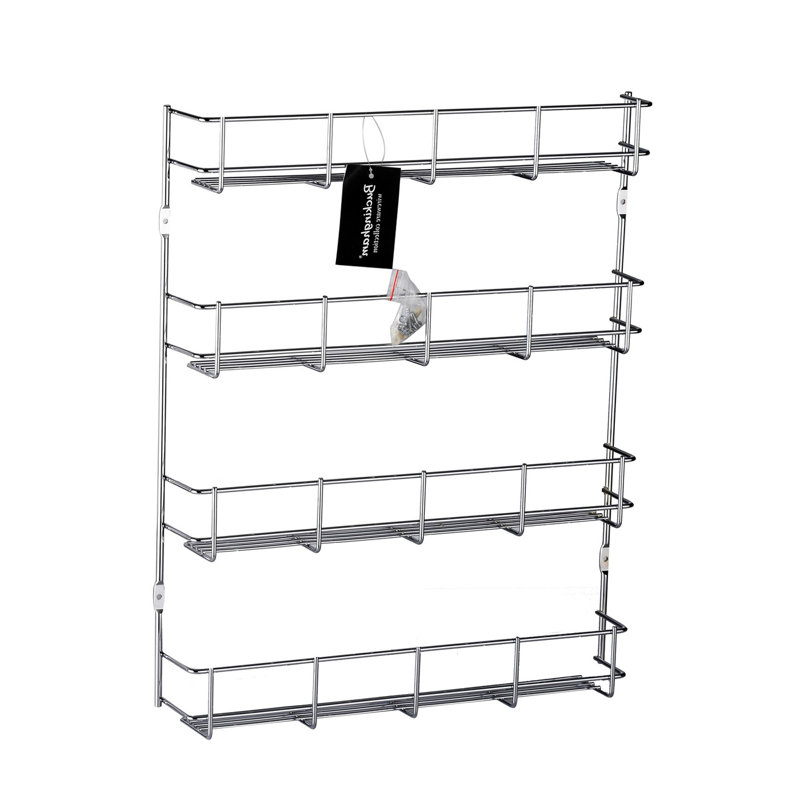 Buckingham 4 Tier Spice and Herb Rack Wall Mounted Kitchen Cupboard Storage Organiser 38.5 Cm