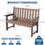 Banc d'extérieur en polyéthylène robuste pour 2 à 800 lb - Siège de jardin et de patio durable et résistant aux intempéries - Mobilier de cour robuste - Couleur teck-1271673935