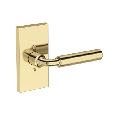 La Conner Passage Lever with Contemporary 5in Rose in Non-lacqered Brass