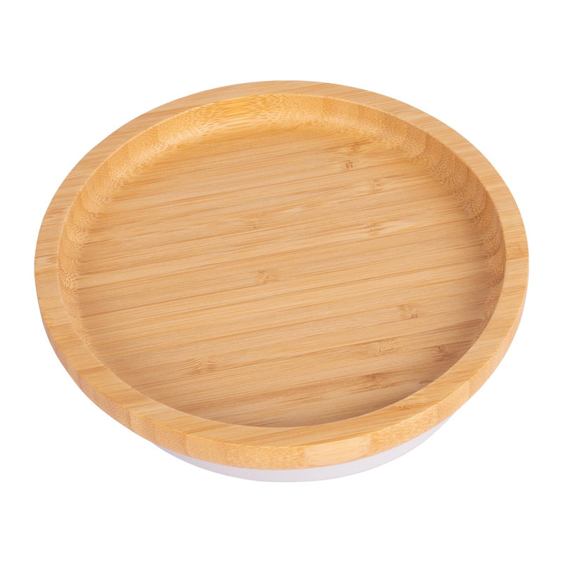 Tiny Dining - Children's Bamboo Suction Round Plate, White