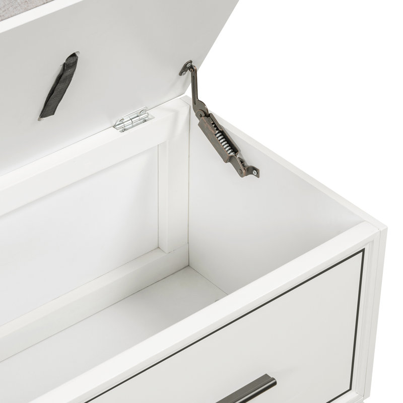 Shoe Bench with Removable Cushion, Entryway Storage Bench, White
