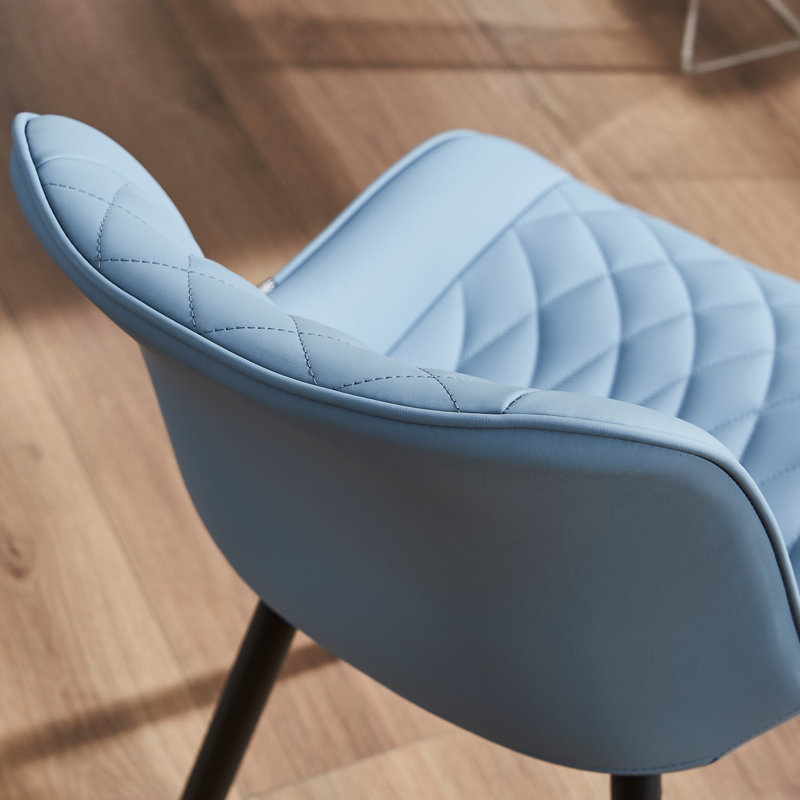 Modern Dining Chairs Faux Leather Upholstered Kitchen Chairs Side Chair With Metal Legs, Blue