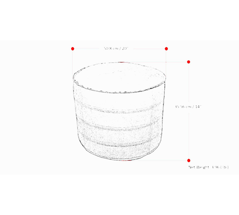 Pouf rond de 50 cm de diamètre en cuir végane camel brun vieilli