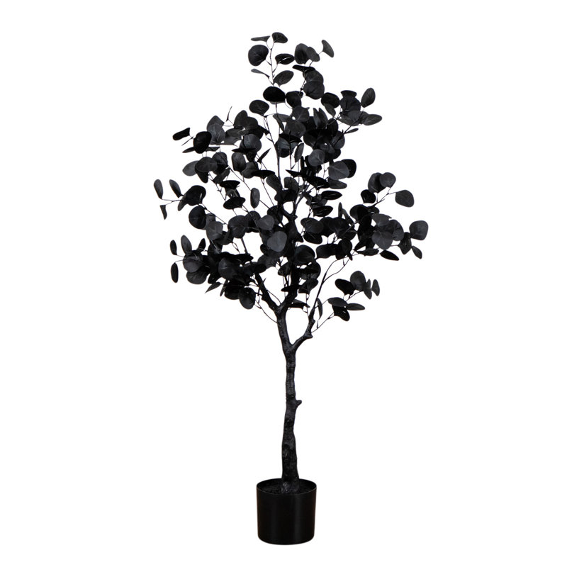 4 pi. Arbre d'eucalyptus artificiel noir d'Halloween