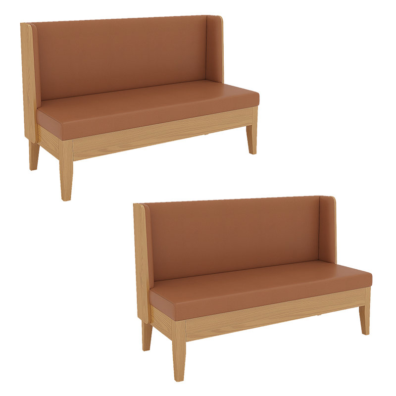 Banc rembourré en similicuir, Café