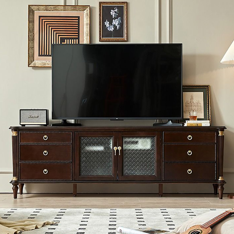 Meuble télé rétro en noyer foncé, 78.7"