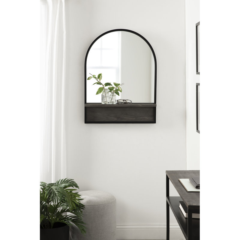Miroir d'appoint Rhawnhurst, Gris / noir, 32 po x 24 po, Arche / sommet couronné