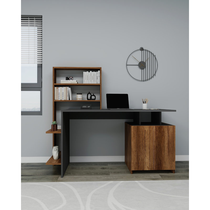 Computer Desk Ezekiella Lake, Anthracite/Walnut