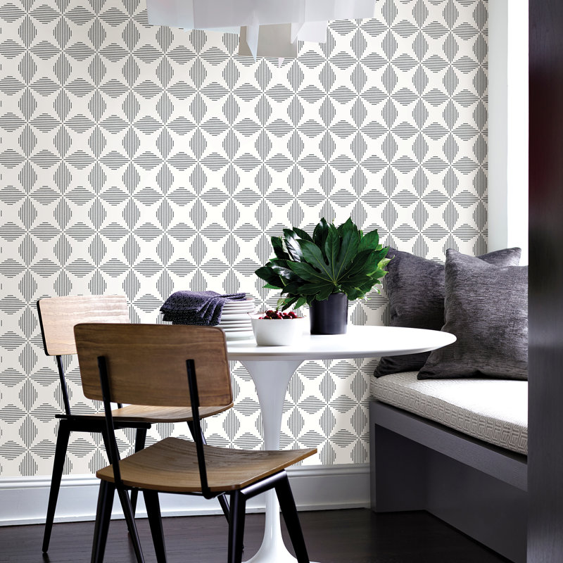 Rouleau de papier peint L 33 pi x l 20,5 po Swingle, Noir / Blanc
