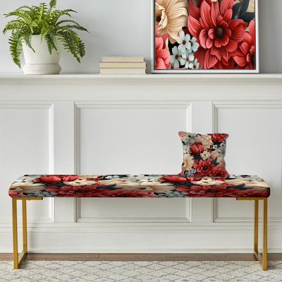 Banc floral rembourré or