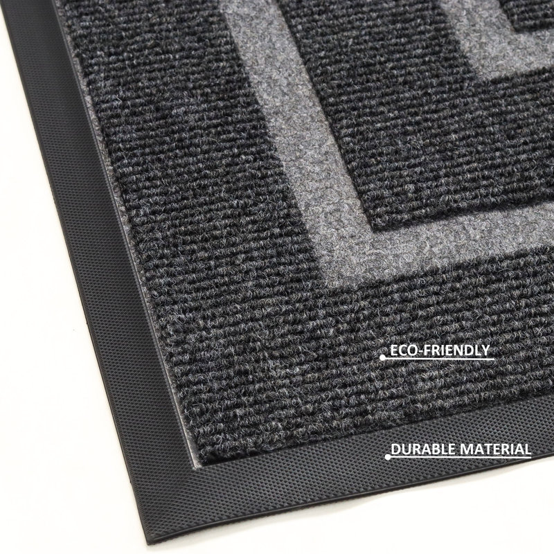 Clarance Non-Slip Geometric Doormat, 24" W x 35" L, Dark Gray