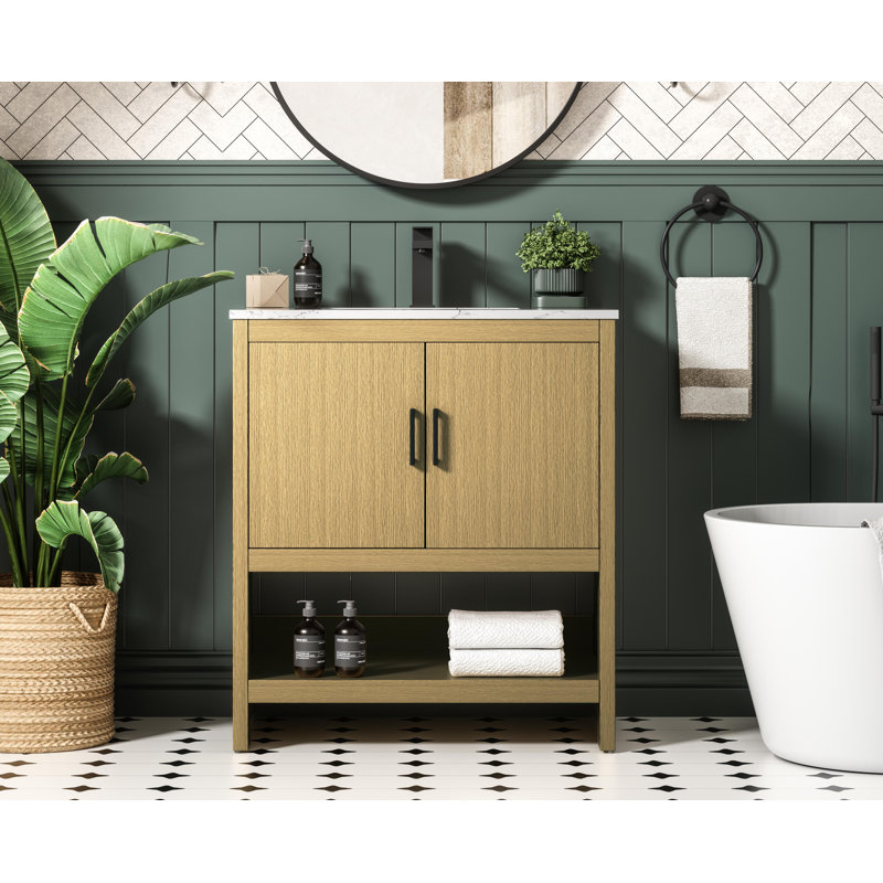 Meuble-lavabo simple 30 po Kirkbride, Brun miel
